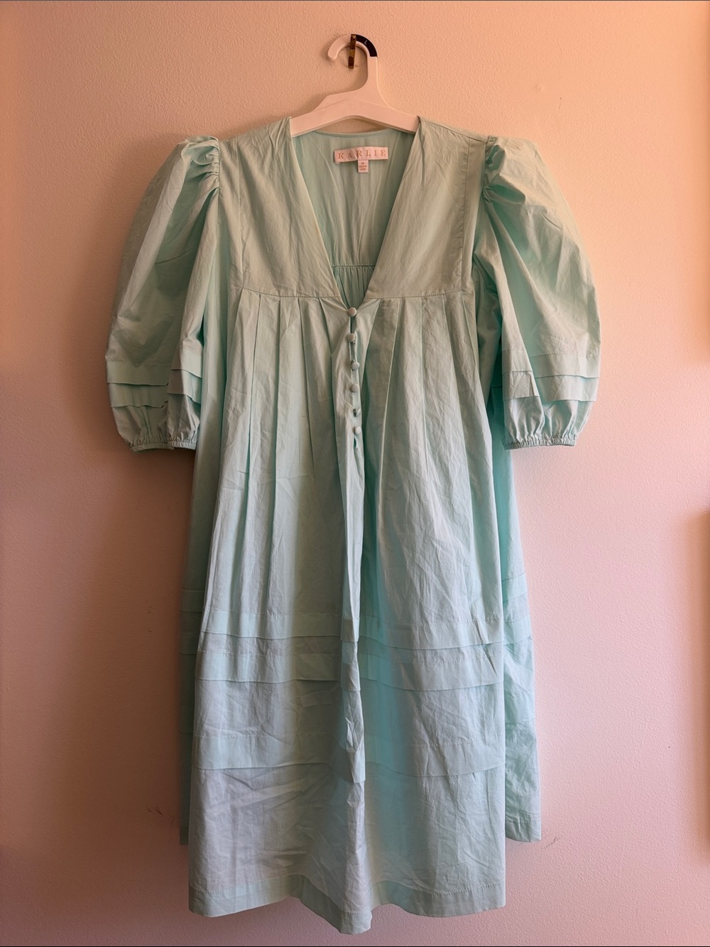 Karlie Puff-Sleeve Kids Dress - Mint